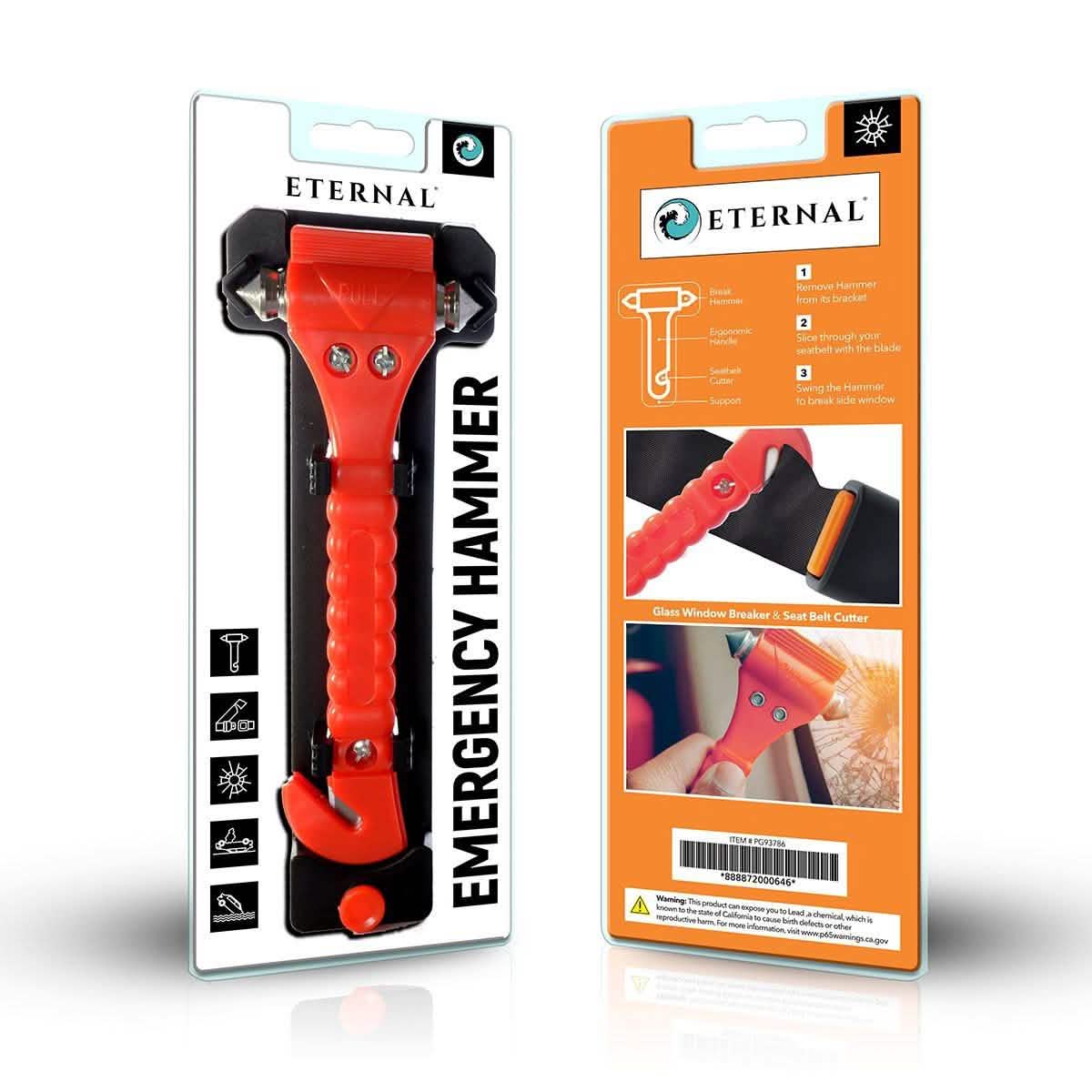 Automotive Emergency Hammer with Seat-Belt Cutter